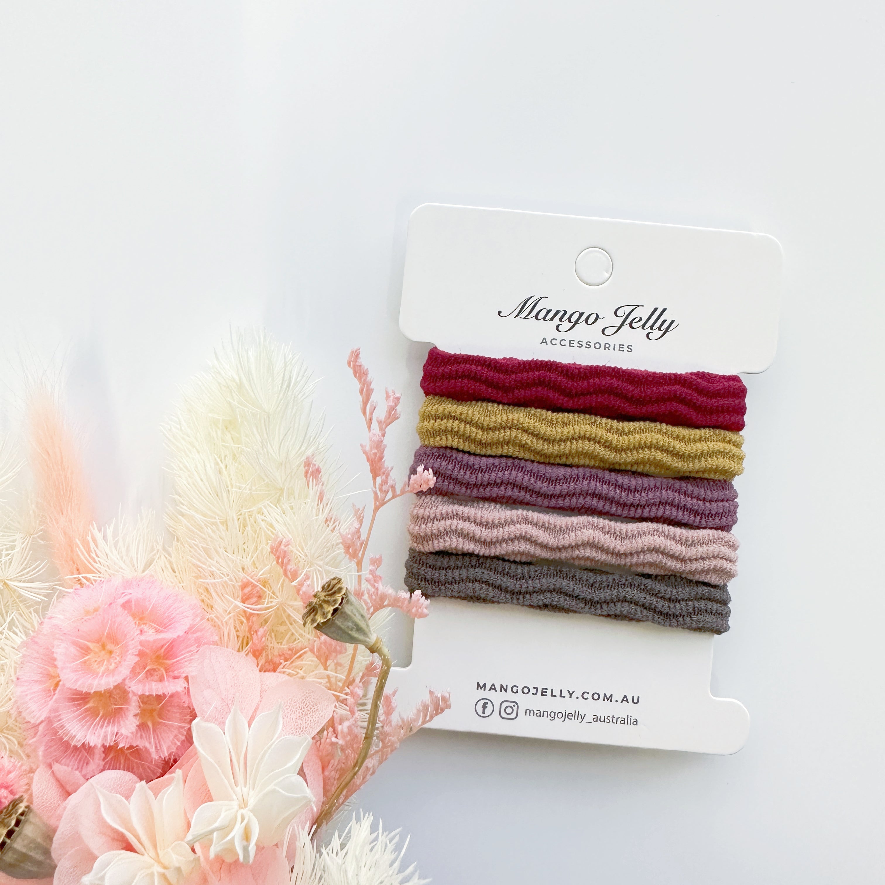 4cm Strong hold Ripped Metal free hair ties - Blush