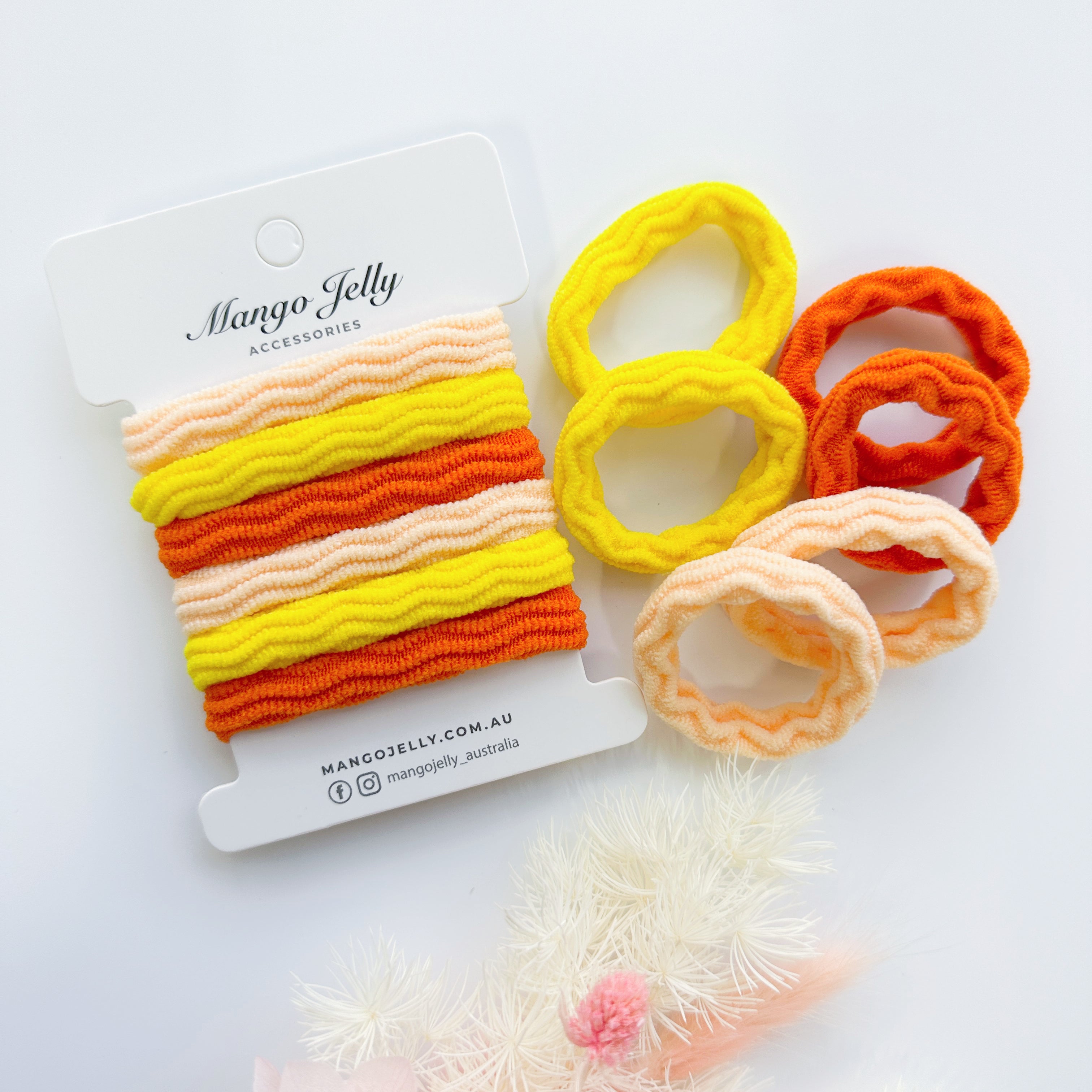 4cm Strong hold Ripped Metal free hair ties - Autumn