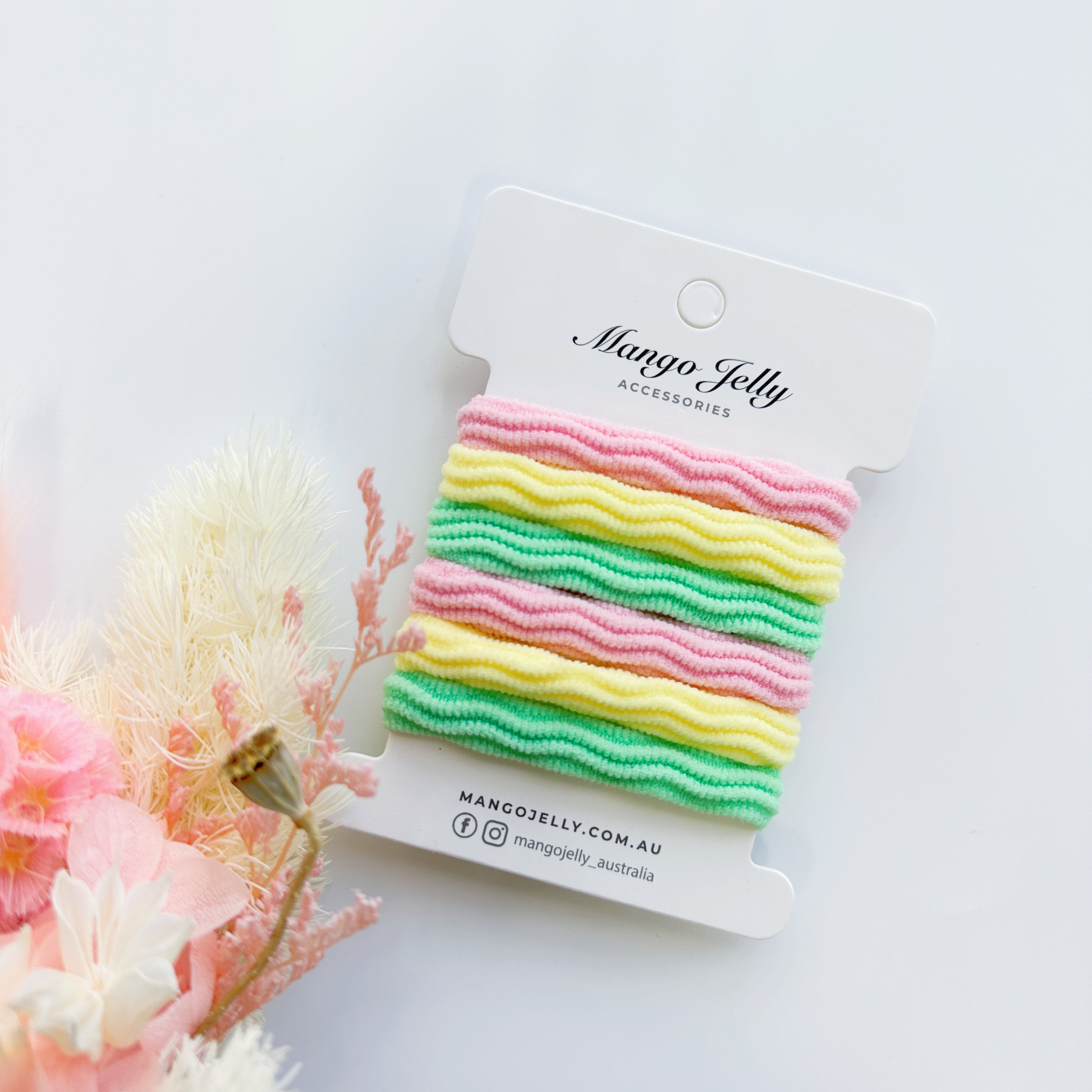 4cm Strong hold Ripped Metal free hair ties - Pastel