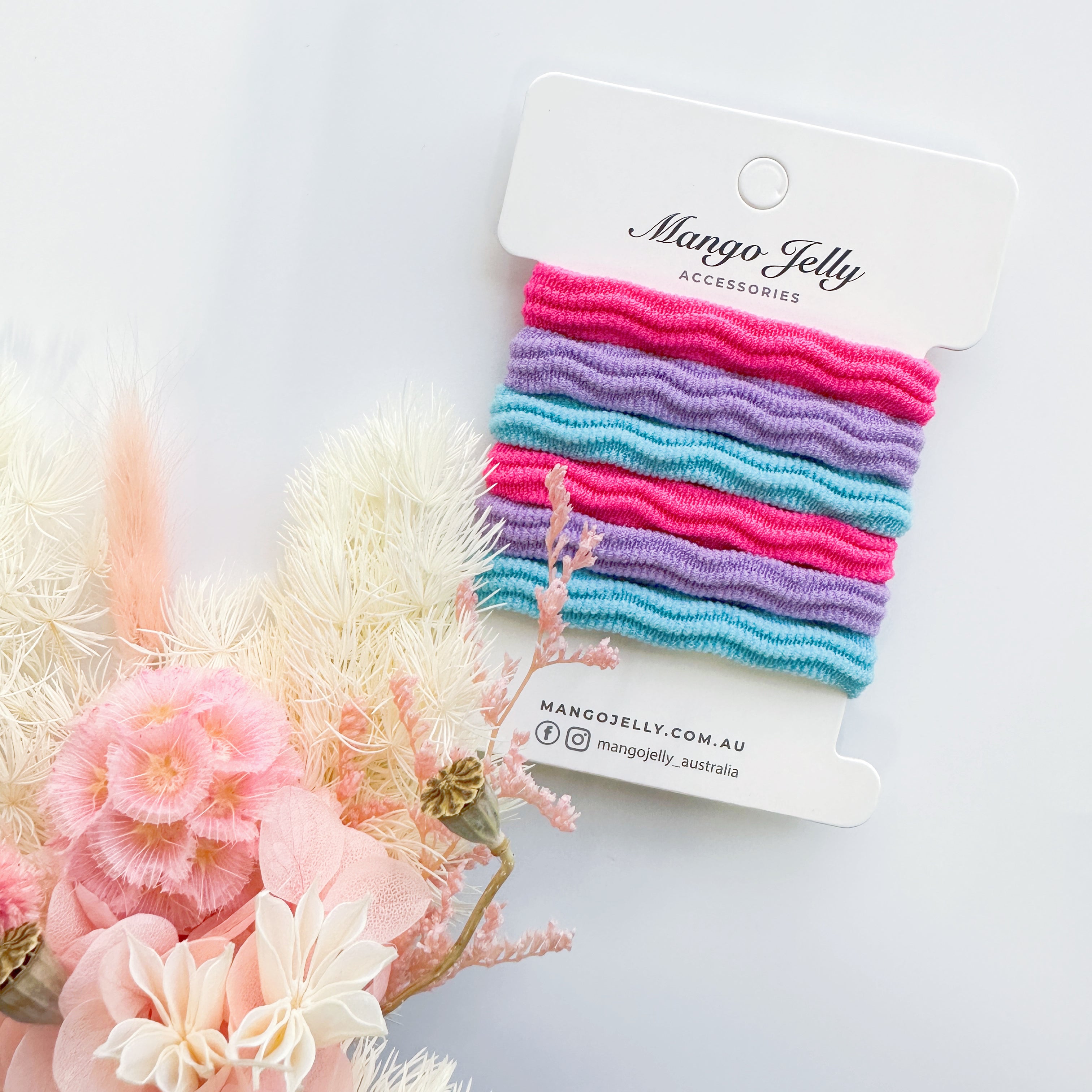 4cm Strong hold Ripped Metal free hair ties -  Mermaid