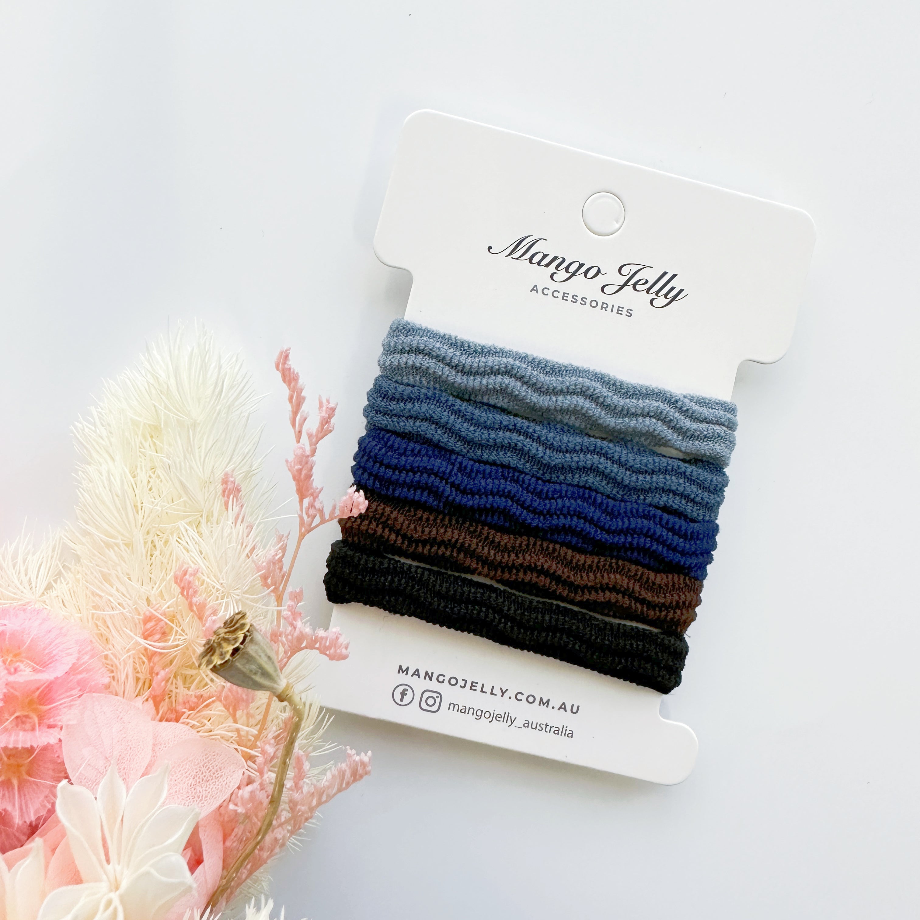 4cm Strong hold Ripped Metal free hair ties  -Blue