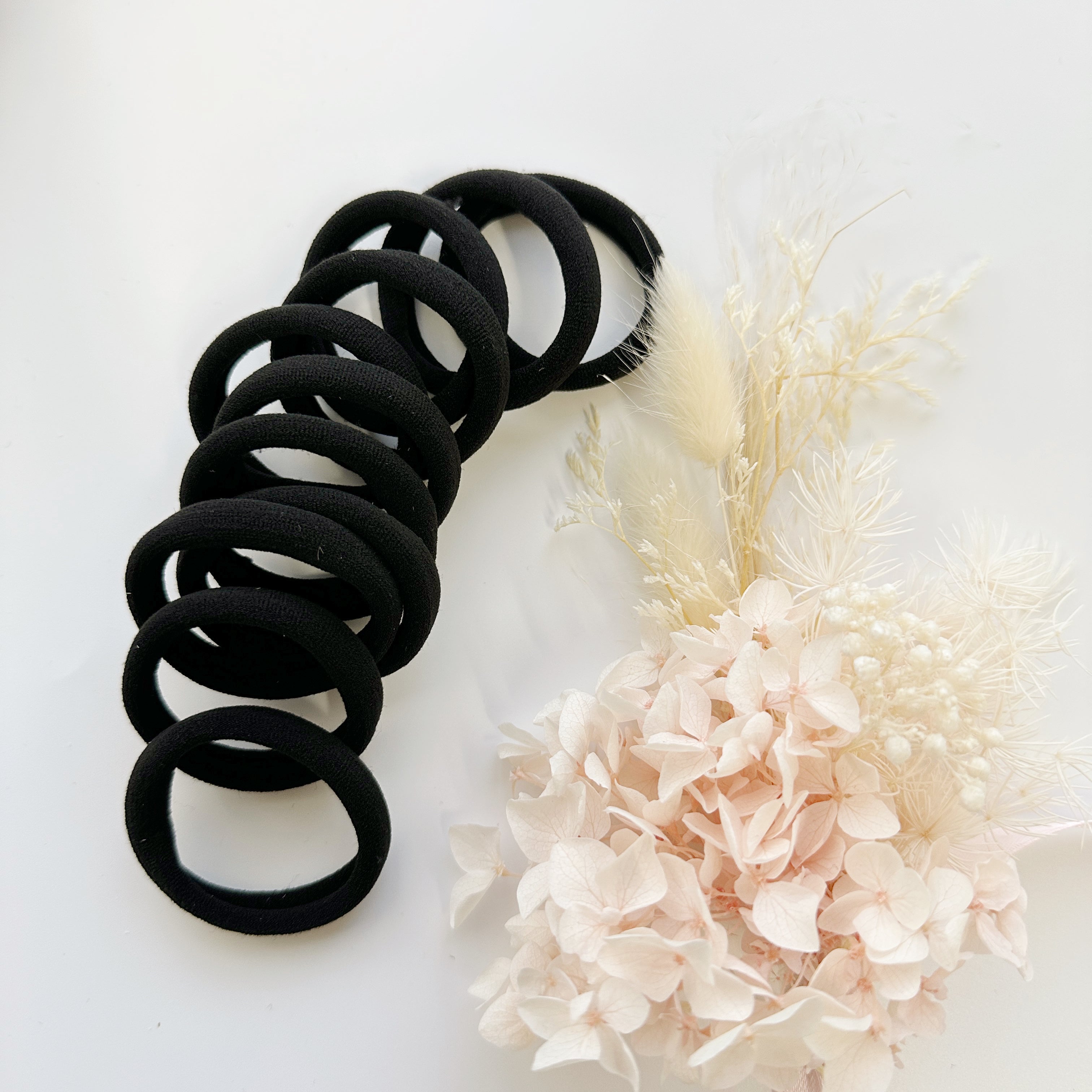 4cm Metal Free hair ties - Black